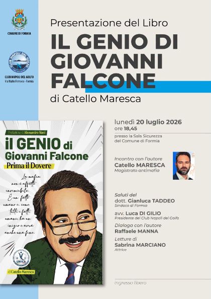 A Formia il magistrato antimafia Catello Maresca presenta il suo libro “Il Genio di Giovanni Falcone – Prima il Dovere”