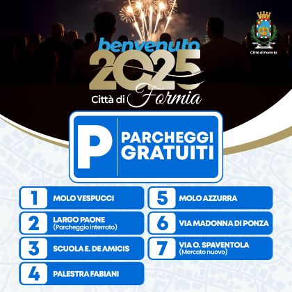 Capodanno, aree di parcheggio gratuite a Formia e attivato il servizio di bus navetta gratuito 