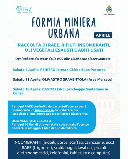 Formia Miniera Urbana, ufficializzato il calendario del mese di aprile
