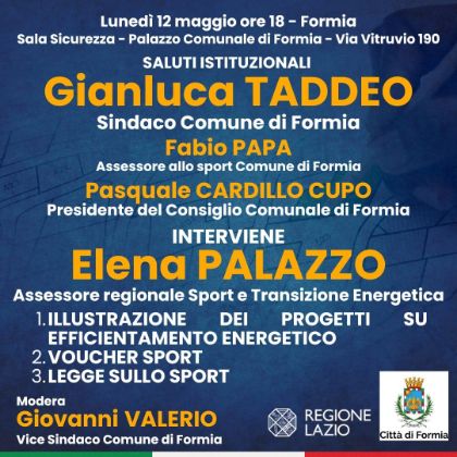 Incontro a Formia dedicato alle Politiche per lo Sport