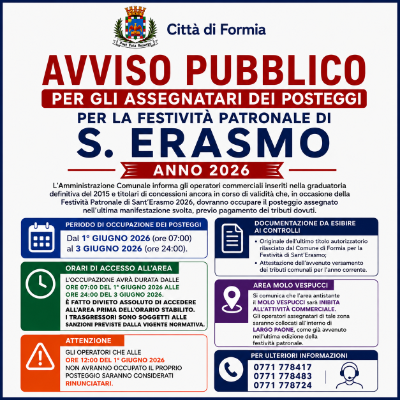 Avviso pubblico Sant'Erasmo