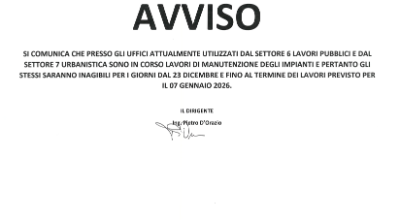 chiusura uffici settore 6 e 7