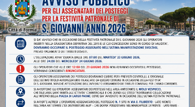 Avviso pubblico per gli assegnatari dei posteggi per la Festività Patronale di San Giovanni Battista